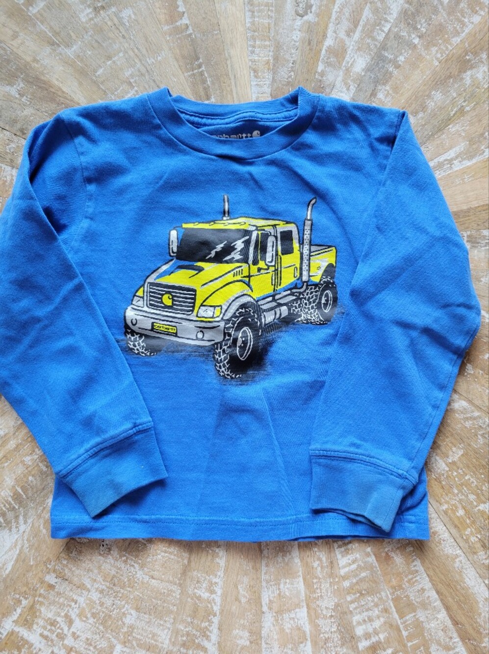 Boys Carhartt Blue Long Sleeve With Graphic Truck Design